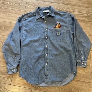 Vintage Disney Store Denim Button Up Shirt Tigger Embroidered Size Medium 90s